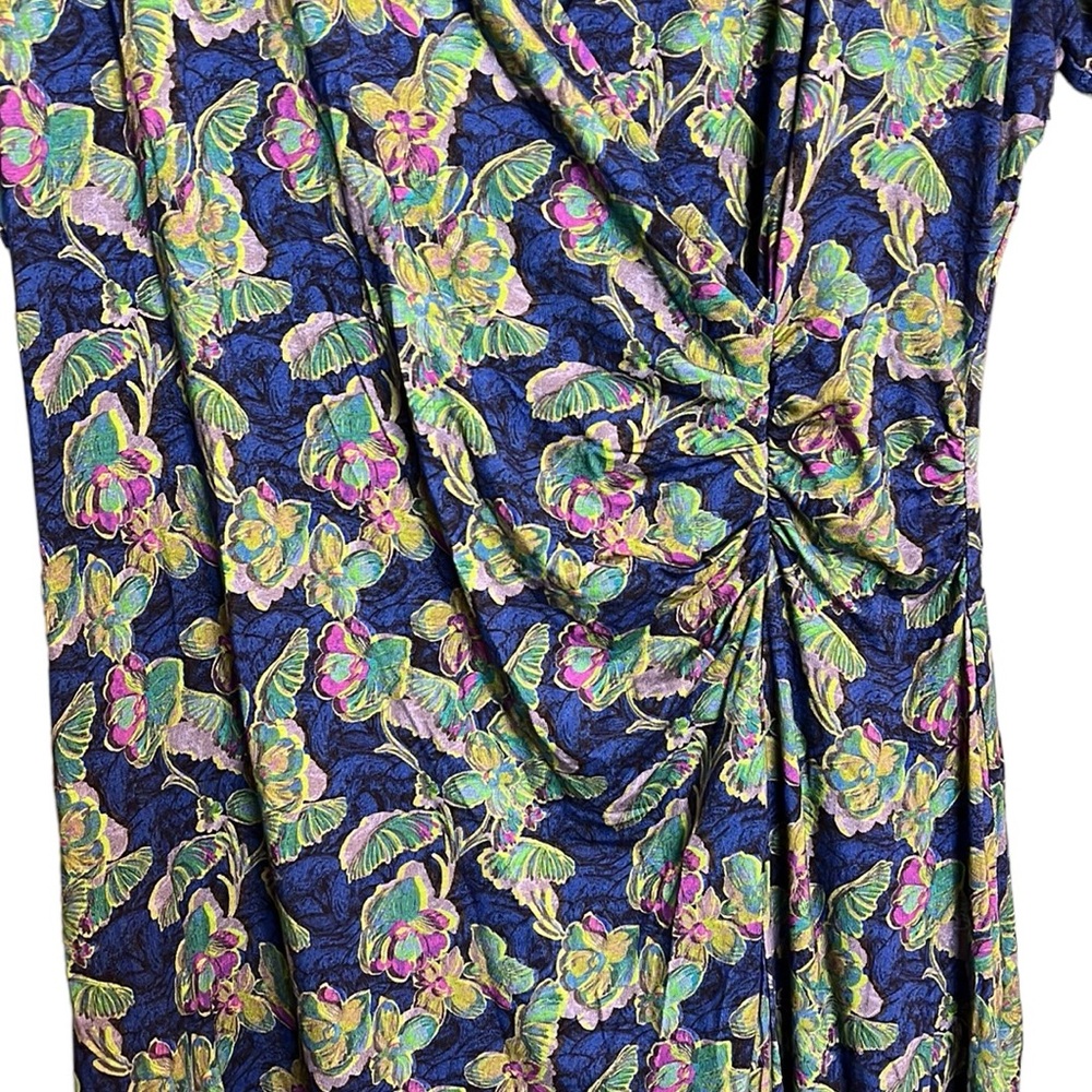 Blue Floral V-Neck Wrap Dress - Women - Picture 4 of 11
